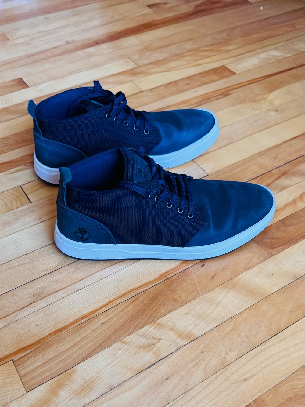 Timberland Men's Navy Canvas & Leather Chukka Boots